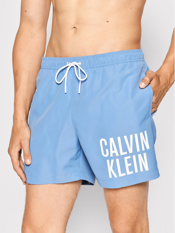 Calvin Klein Swimwear Peldšorti Medium Drawstring KM0KM00701 Gaiši zils Regular Fit