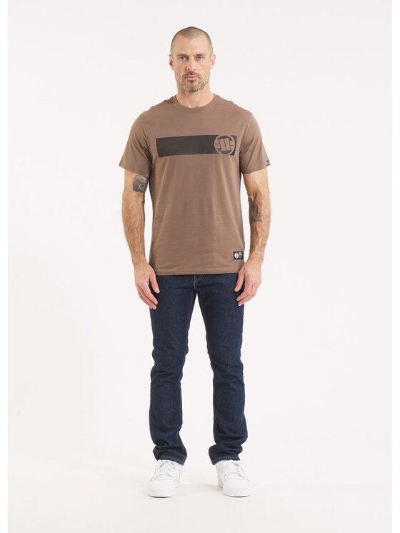 PITBULL PITBULL T-Shirt Koszulka męska CASINO S Brązowy Regular Fit