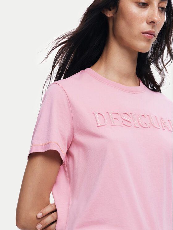 Desigual Desigual Marškinėliai Brandy 24WWTK24 Rožinė Regular Fit