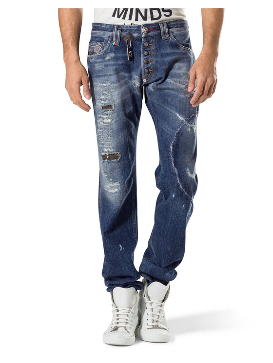 PHILIPP PLEIN PHILIPP PLEIN Džínsy 30774 Modrá Straight Fit