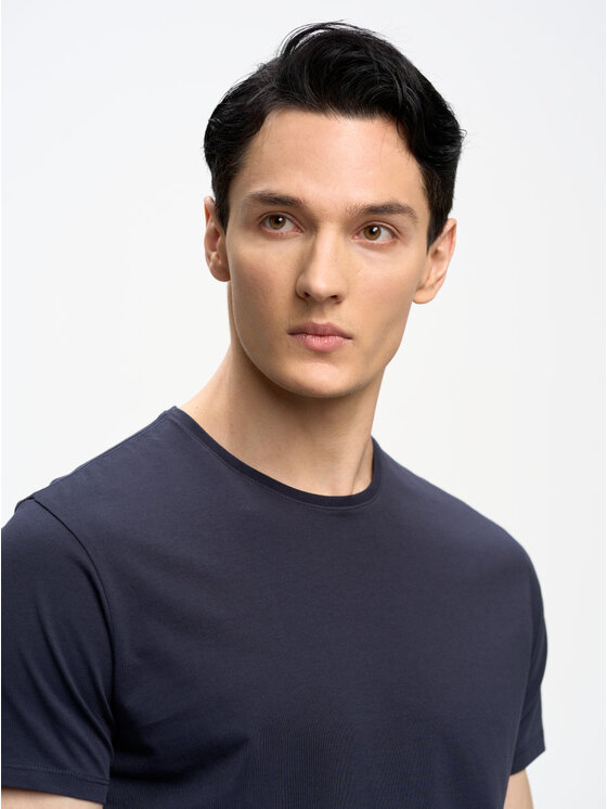 BIG STAR BIG STAR T-Shirt BASIC_403_150 Granatowy Basic Fit