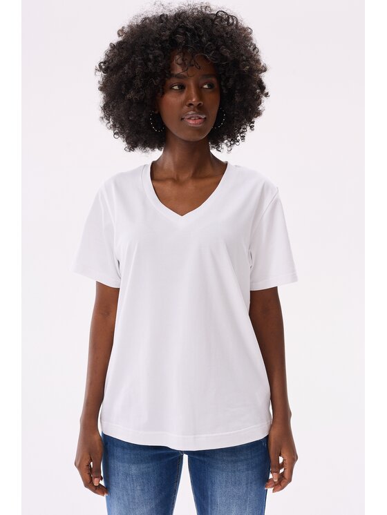 blue shadow blue shadow T-Shirt Mango Biały Regular Fit