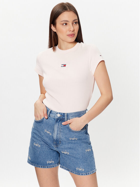 Tommy Jeans Tommy Jeans T-shirt Baby Mirror DW0DW16289 Ružičasta Regular Fit