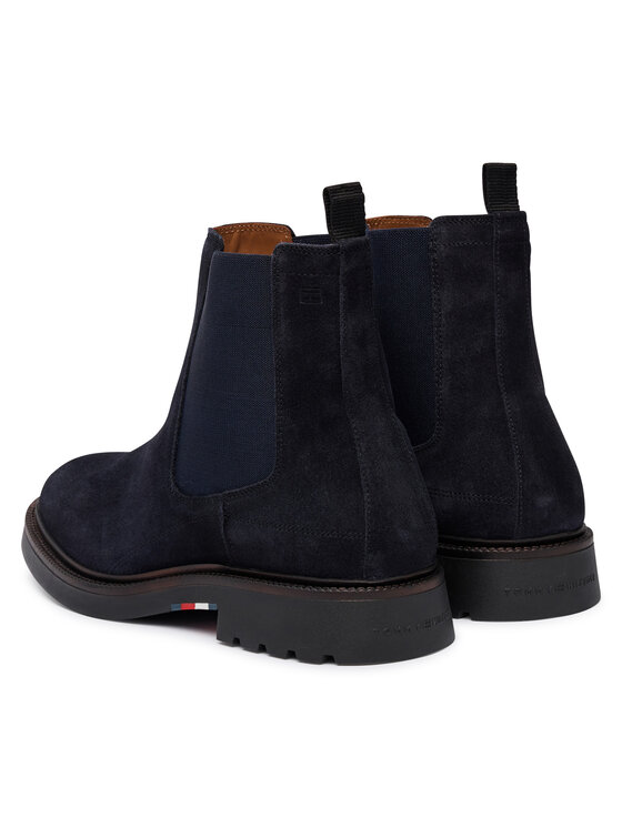 Tommy Hilfiger Tommy Hilfiger Kotníková obuv s elastickým prvkem Corporate Casual Suede Chelsea FM0FM05952 Tmavomodrá