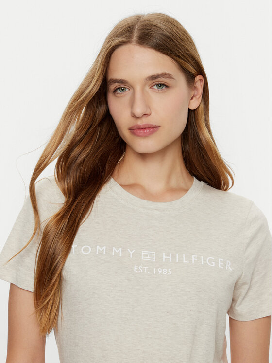 Tommy Hilfiger Tommy Hilfiger T-shirt WW0WW40276 Bež Regular Fit