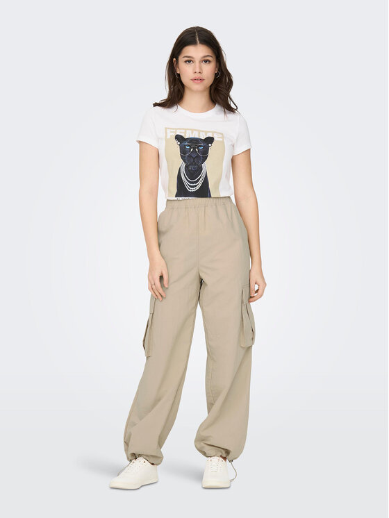 ONLY ONLY Kalhoty z materiálu 15288248 Béžová Cargo Fit