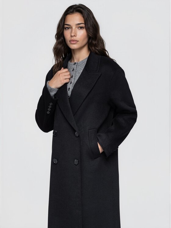 Ombre Ombre Płaszcz przejściowy OW-CT-E0029 Czarny Relaxed Fit