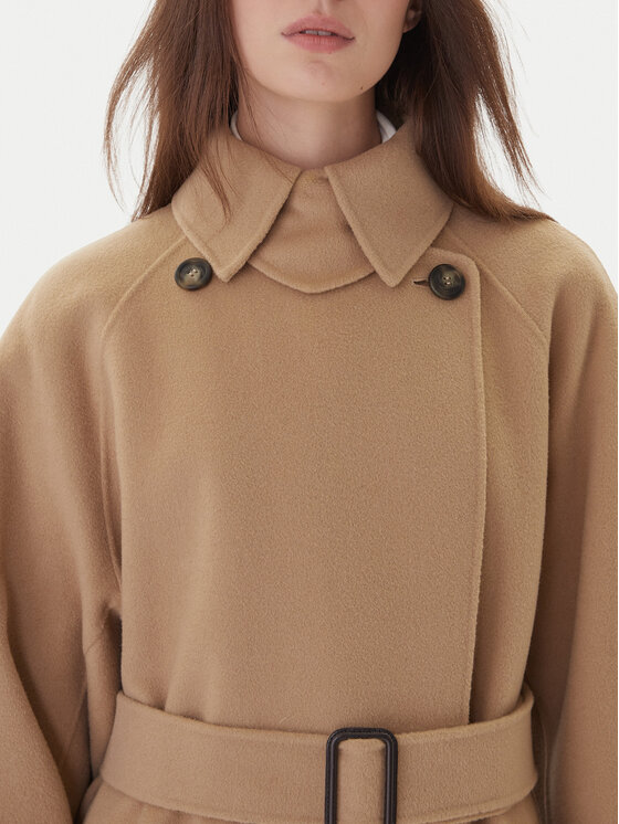 Weekend Max Mara Weekend Max Mara Vilnonis paltas Cadine 2525016022 Smėlio Regular Fit