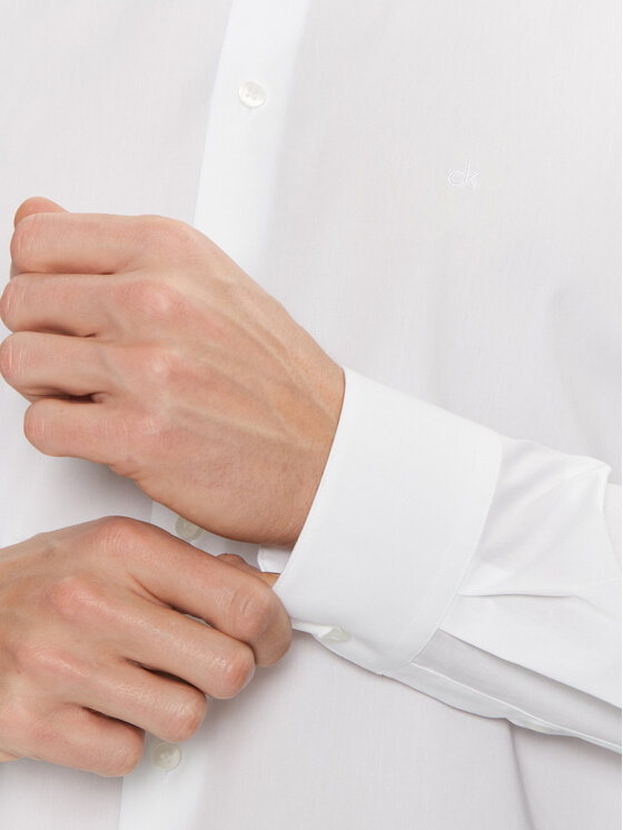 Calvin Klein Calvin Klein Marškiniai Poplin Stretch Regular Shirt K10K109509 Balta Slim Fit