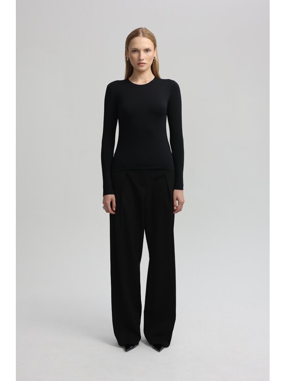 LAGOM LAGOM Longsleeve Dopasowany Czarny Regular Fit
