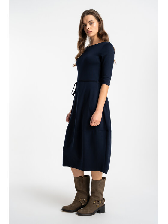 CLICK CLICK Sukienka dzianinowa 60-6058 Granatowy Regular Fit
