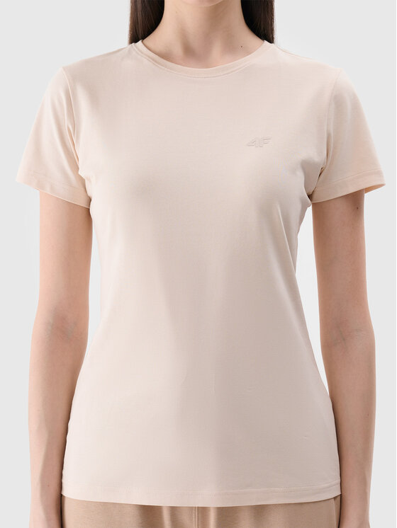 4F 4F T-Shirt NOS Beżowy Slim Fit