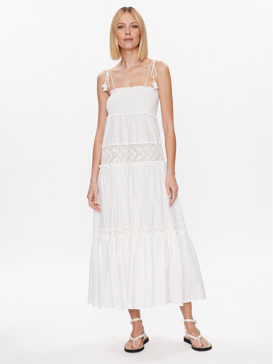 TWINSET TWINSET Rochie de plajă 231LM2YEE Alb Relaxed Fit