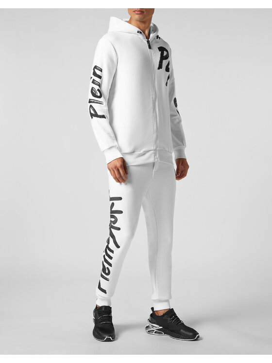 Plein Sport Plein Sport Sada mikina a látkové kalhoty 1669 Bílá Regular Fit