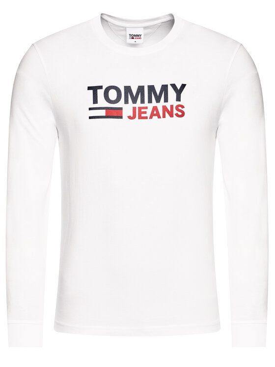 Tommy Jeans Longsleeve Corp Logo Tee DM0DM09487 Bia y Regular Fit Modivo.pl