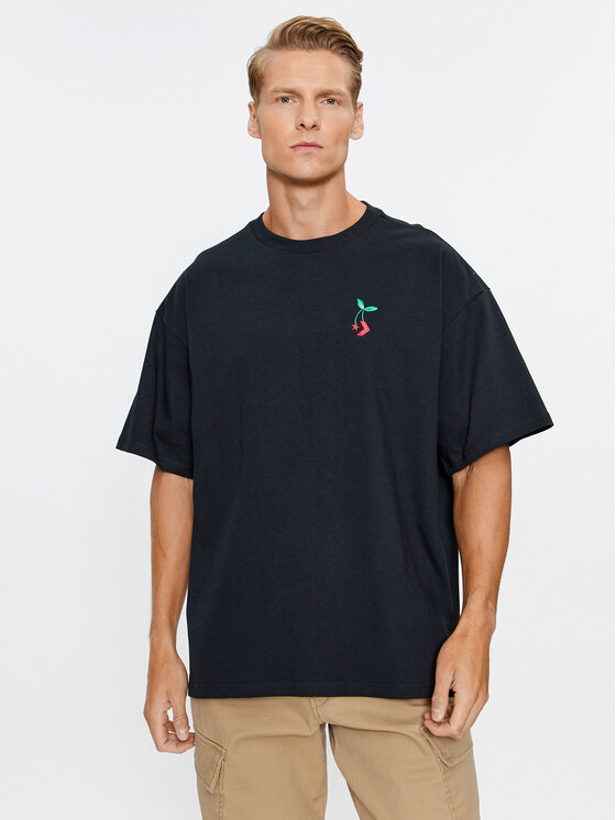 Converse Converse Marškinėliai Loose Fit Star Chevron Cherry Ss Tee 10025237-A01 Juoda Regular Fit