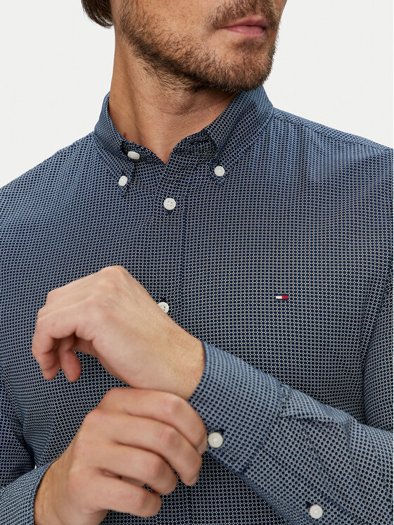 Tommy Hilfiger Tommy Hilfiger Camicia Micro Foulard MW0MW35813 Blu scuro Slim Fit