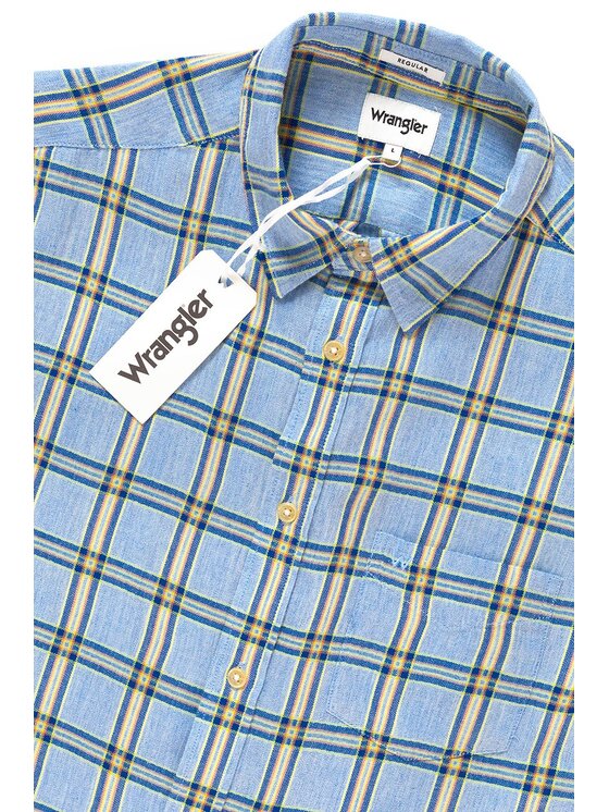 Wrangler Wrangler Camicia SS 1PKT SHIRT Blu Regular Fit