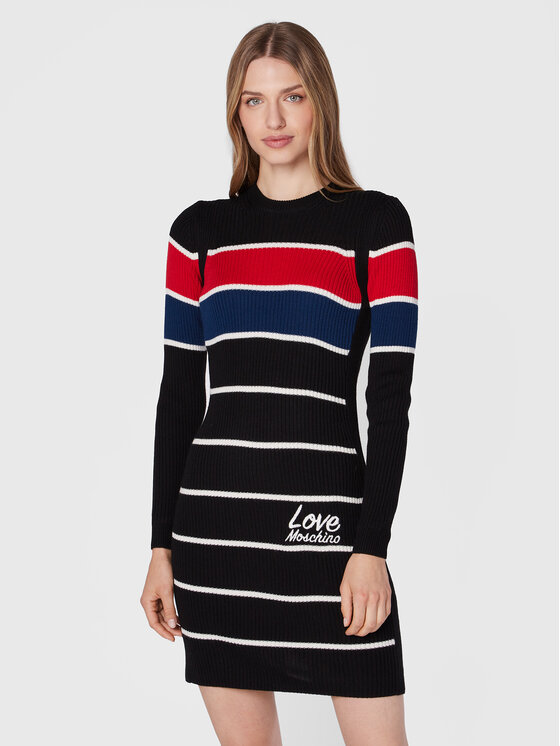 LOVE MOSCHINO LOVE MOSCHINO Úpletové šaty WSE1611X 1148 Černá Slim Fit