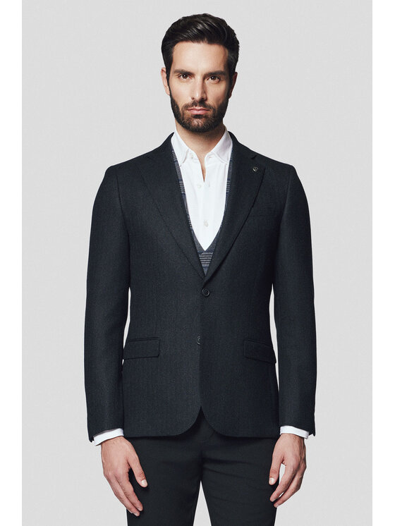 Lancerto Lancerto Marynarka Surrey MA073224000009 Czarny Slim Fit