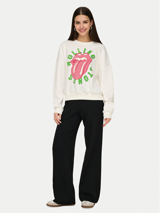 ONLY ONLY Sweatshirt Rolling Stones 15345927 Weiß Regular Fit