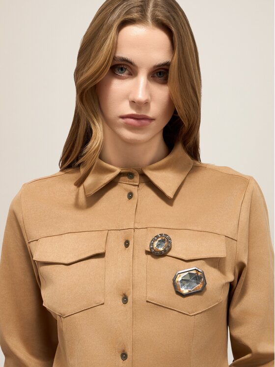 Oltre Oltre Giacca in similpelle R361R002242N012 Marrone Regular Fit