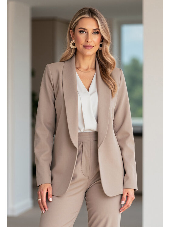 FIGL FIGL Marynarka M1175 Beżowy Regular Fit