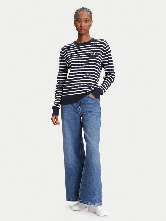 Tommy Hilfiger Tommy Hilfiger Džemper Fine WW0WW44993 Tamnoplava Regular Fit