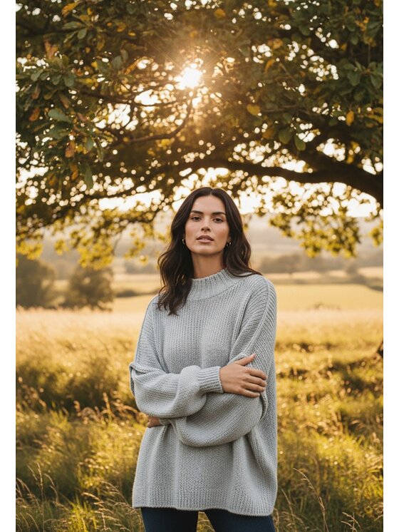 FIGL FIGL Sweter M1238 Szary Regular Fit