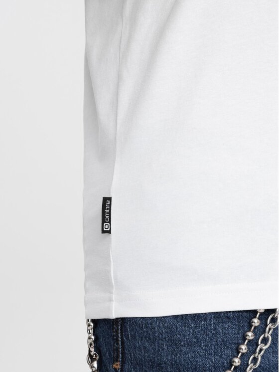 Ombre Ombre T-Shirt OM-TSCT-0106 Biały Slim Fit