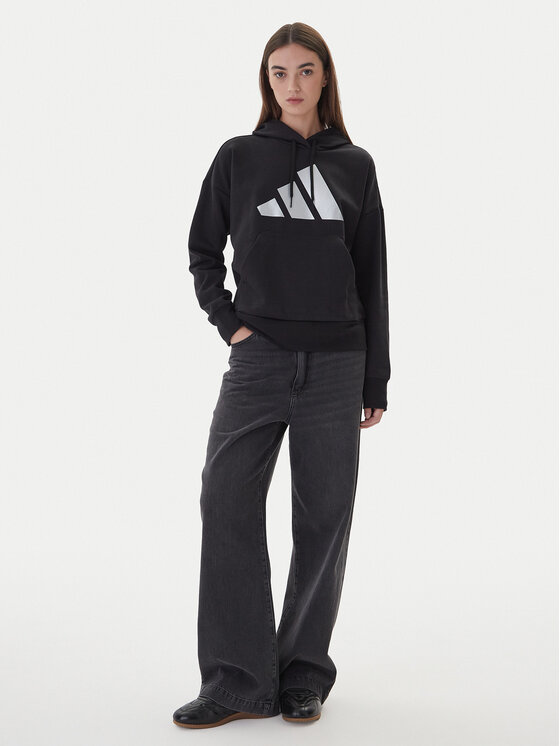 adidas adidas Суитшърт Holiday Metallic Graphic JV8526 Черен Regular Fit