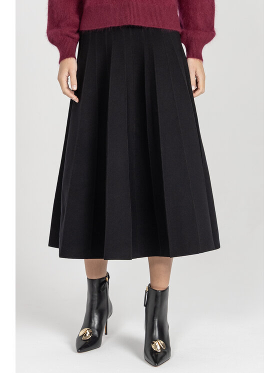 Deni Cler Milano Deni Cler Milano Spódnica midi T-DC-752D-E5-20-90-1 Czarny A-Line Fit