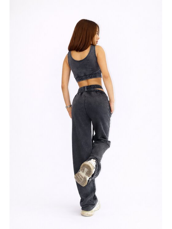 MissDenim MissDenim Spodnie dresowe Double Belt Sweatpants Czarny Oversize