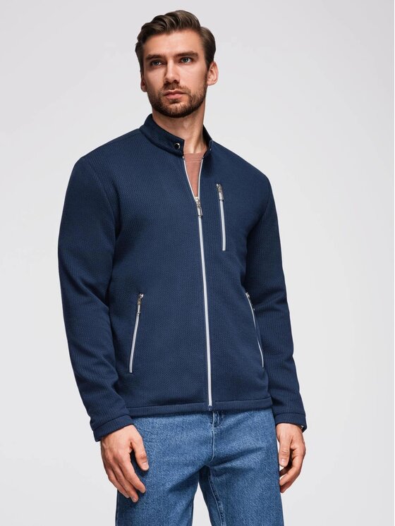 Ombre Ombre Kurtka przejściowa OM-JANP-0229 Niebieski Regular Fit
