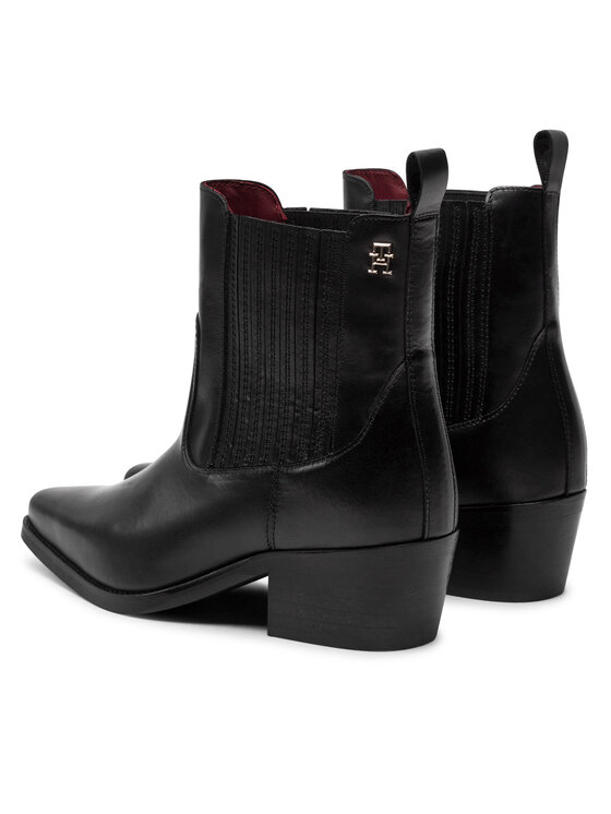 Tommy Hilfiger Tommy Hilfiger Čizme Th Leather Cowboy Boot FW0FW08033 Crna