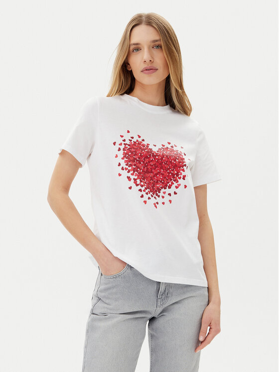 Pieces Damski T-Shirt, rozmiar L, Biały, Maria 17155082