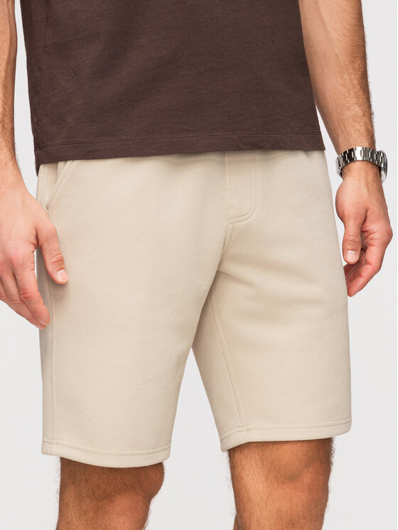 Ombre Ombre Szorty materiałowe OM-SRSK-0124 Beżowy Regular Fit