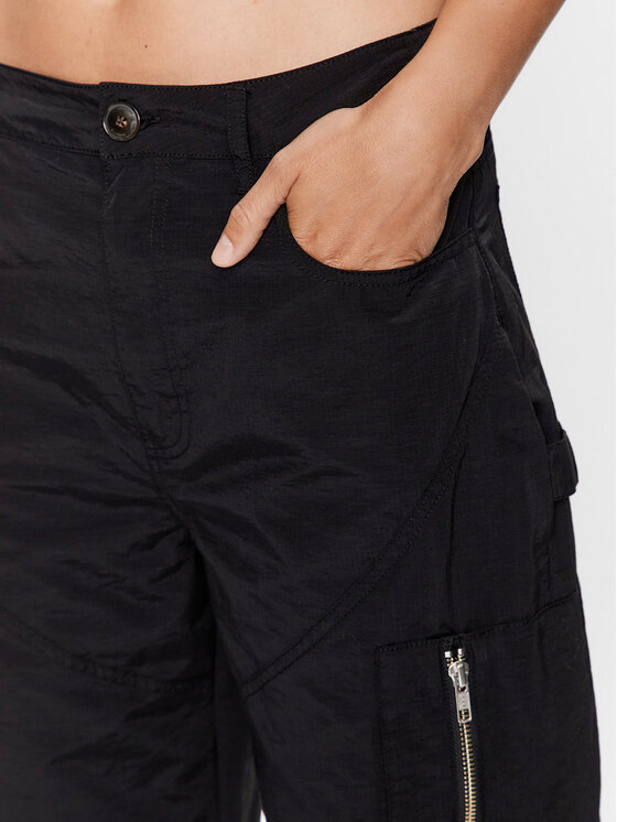Herskind Herskind Kalhoty z materiálu Tilly 4851798 Černá Oversize