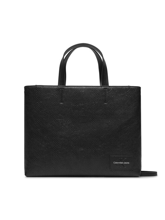 Calvin Klein Jeans Ročna Torba Sculpted Tote26 Snake K60K611519 Črna