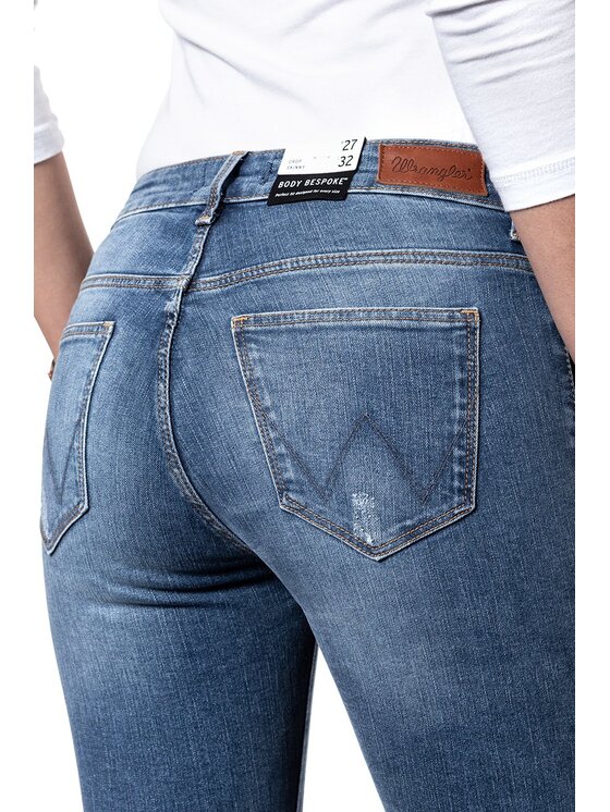 Wrangler Wrangler Jeansy SKINNY CROP Niebieski Skinny Fit