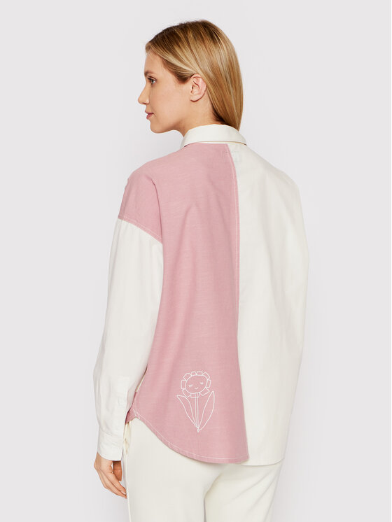 Camicia Color-Blocked 10022971-A01 Beige Oversize