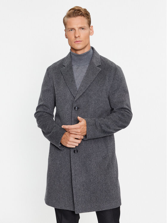BOSS Boss Vilnonis paltas H-Hyde-Bib-234 50502250 Pilka Slim Fit