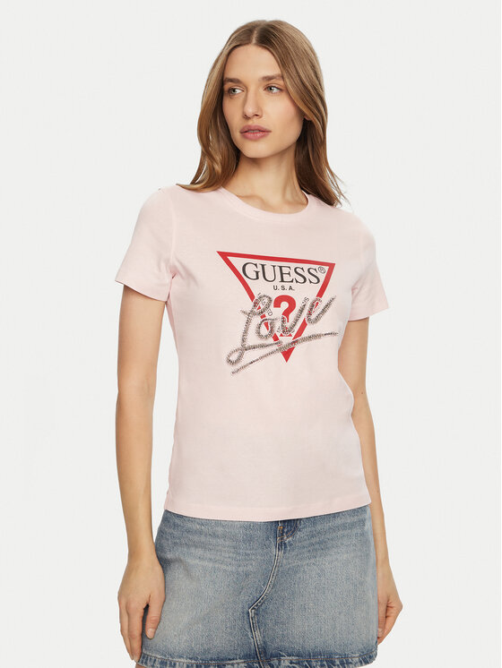 Guess Guess T-Shirt W5RI10 I3Z14 Růžová Regular Fit