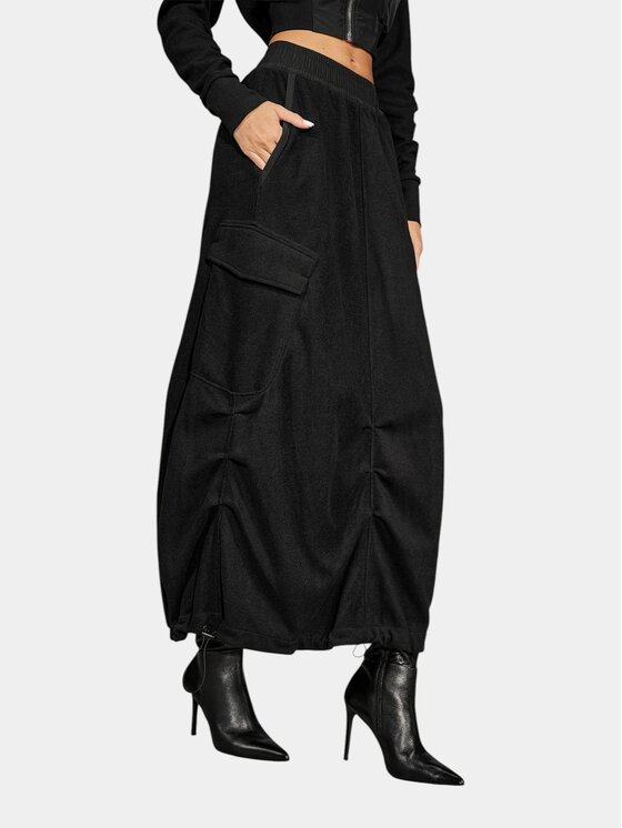 MADE BY SOCIETY MADE BY SOCIETY Spódnica maxi CARGO VEIL - F27681 Czarny Basic Fit