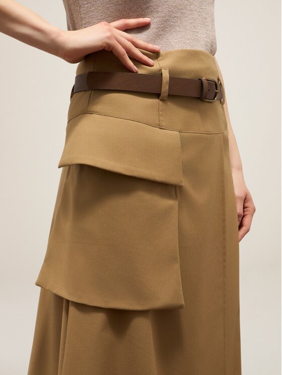 Oltre Oltre Gonna midi 1176R001538N025 Marrone A-Line Fit