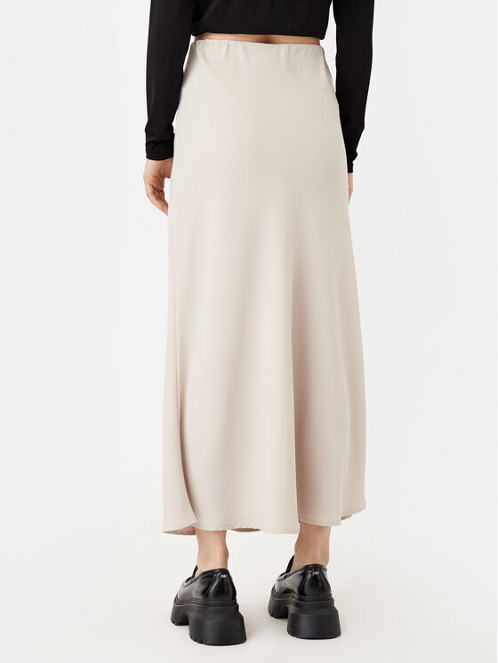 Pieces Pieces Midi sukňa Franan 17116541 Béžová Regular Fit
