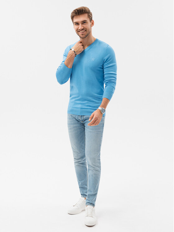 Ombre Ombre Sweter E191 Niebieski Regular Fit
