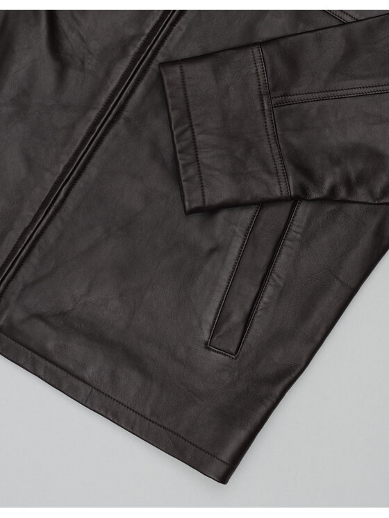 Borgio Borgio Kurtka skórzana itri_br Brązowy Slim Fit
