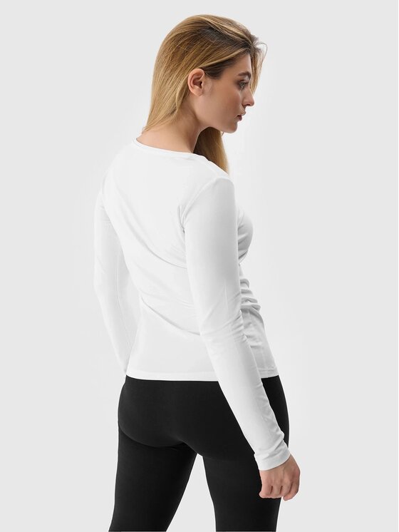4F 4F Longsleeve 4FWSS24TLONF218-10S-XL Biały Custom Slim Fit