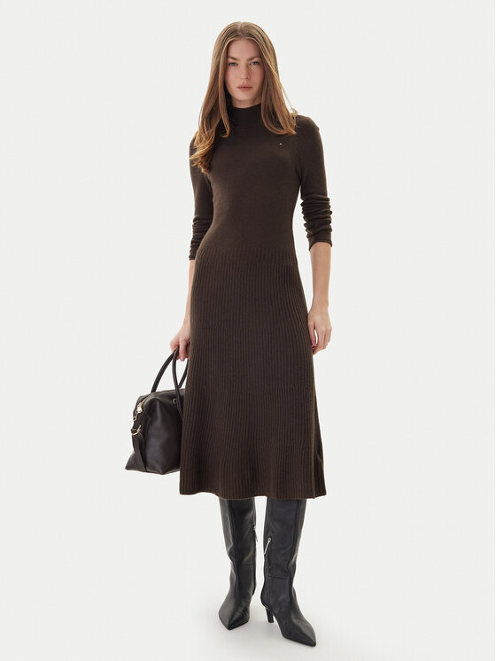 Tommy Hilfiger Tommy Hilfiger Strickkleid WW0WW47303 Braun Regular Fit